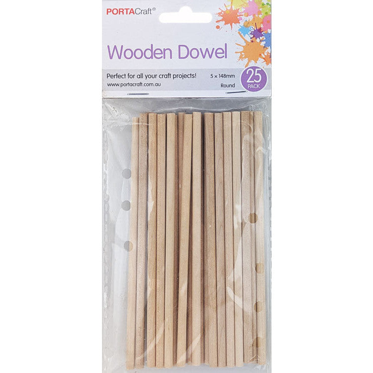 Wooden Craft Rod 25pc Natural