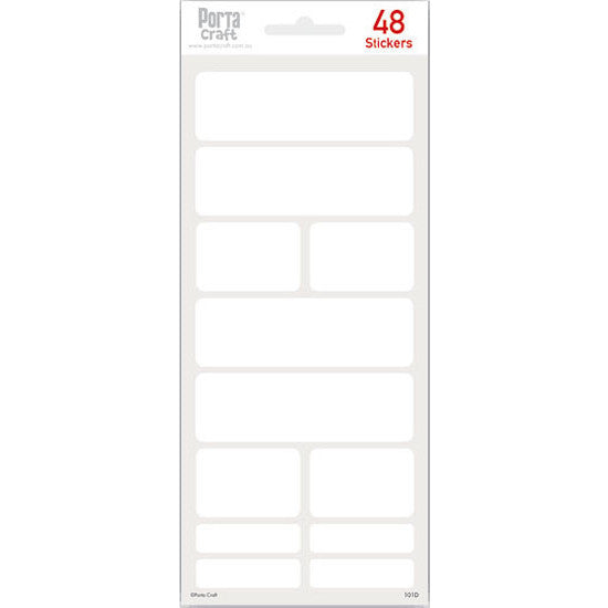 Blank White Label Stickers Asst Sizes 48pk