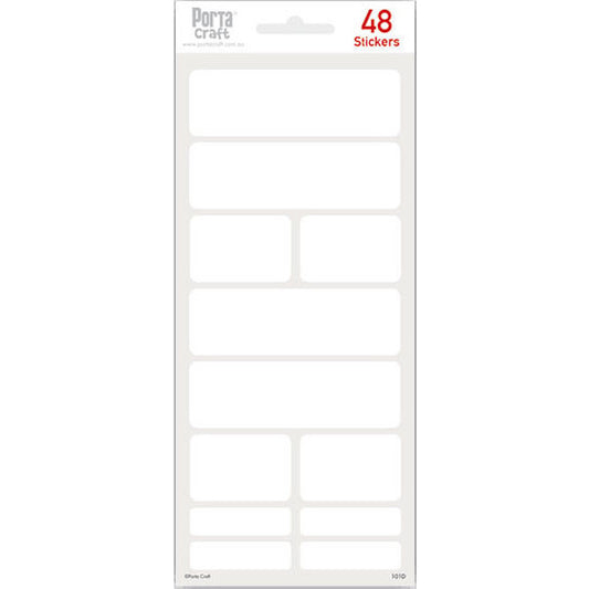Blank White Label Stickers Asst Sizes 48pk