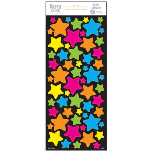 Coloured Stars Stickers - 4 Sheets