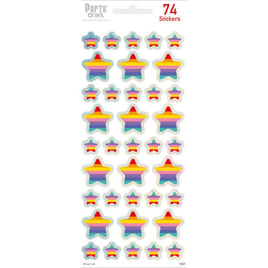 Rainbow Star Stickers 74pk