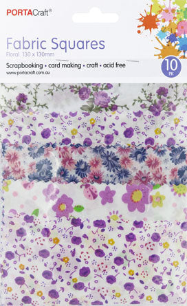 Floral Fabric Squares 130x130mm 10pk - Purple Mix