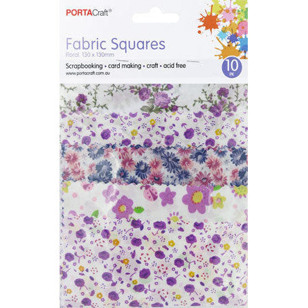 Floral Fabric Squares 130x130mm 10pk - Purple Mix