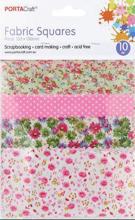 Floral Fabric Squares 130x130mm 10pk - Pink Mix