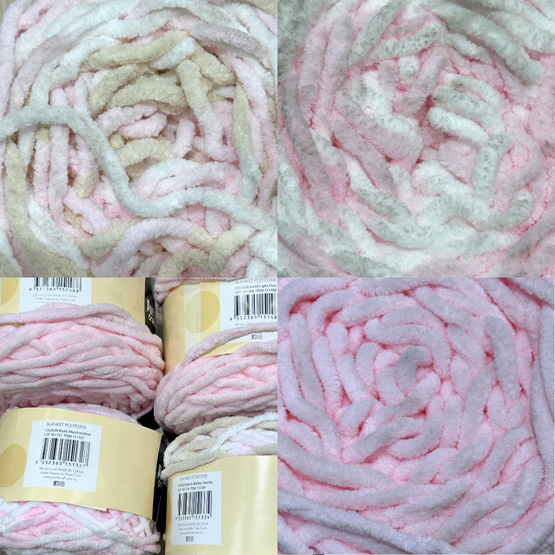 DUSTY Chenille Blanket Yarn 100g Pink Dreams 4pk Mixed Bundle