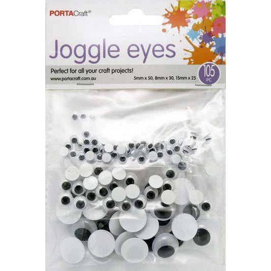 Joggle Eyes B&W   5mm, 8mm, 15mm 106pc 3Bag