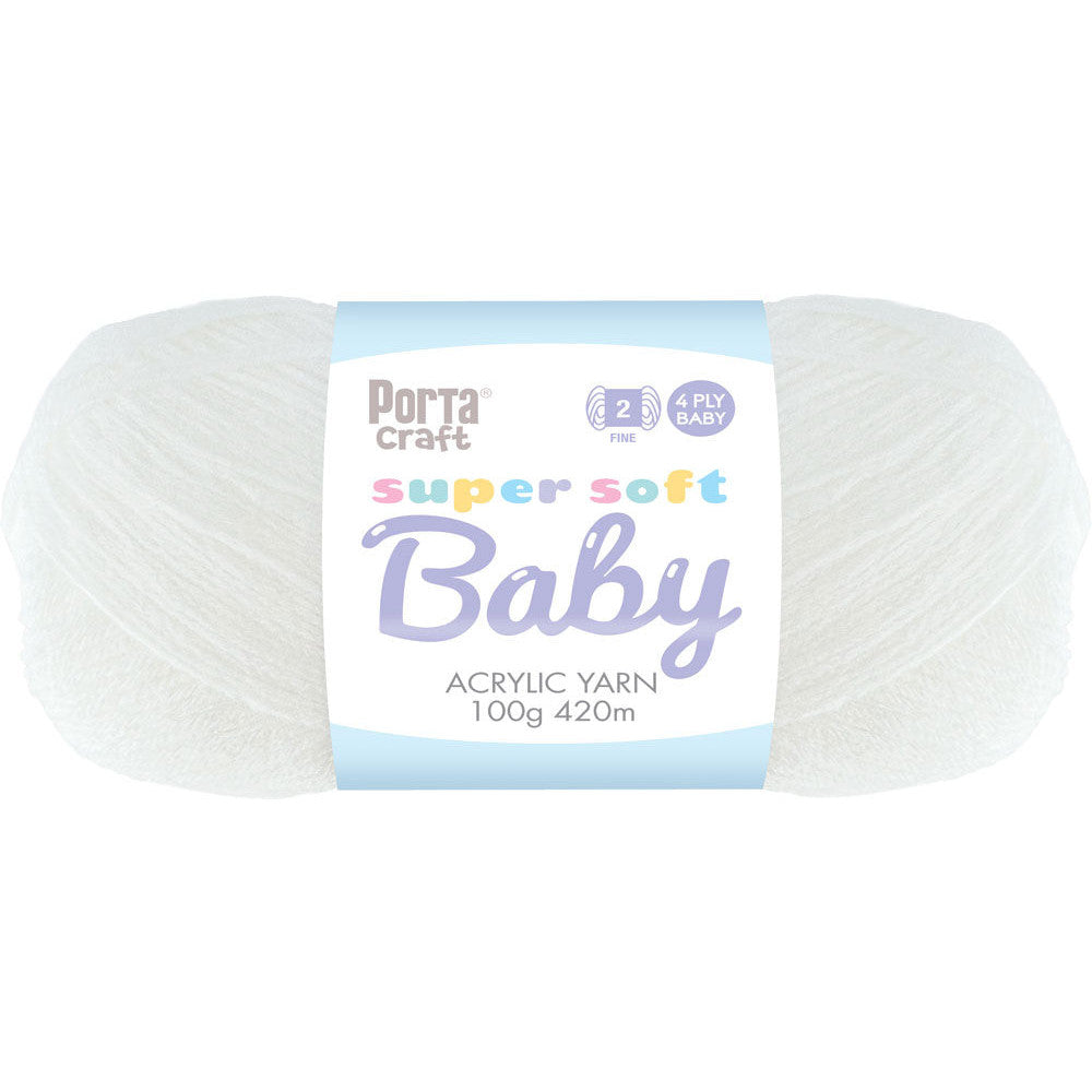 Super Soft Baby Acrylic Yarn 420m 4ply - White