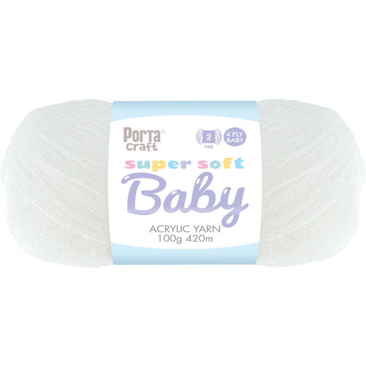 Super Soft Baby Acrylic Yarn 420m 4ply - White