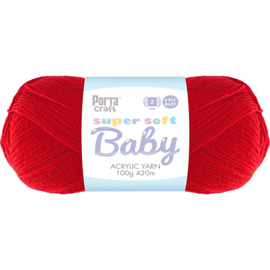 Super Soft Baby Acrylic Yarn 420m 4ply - Fire Engine