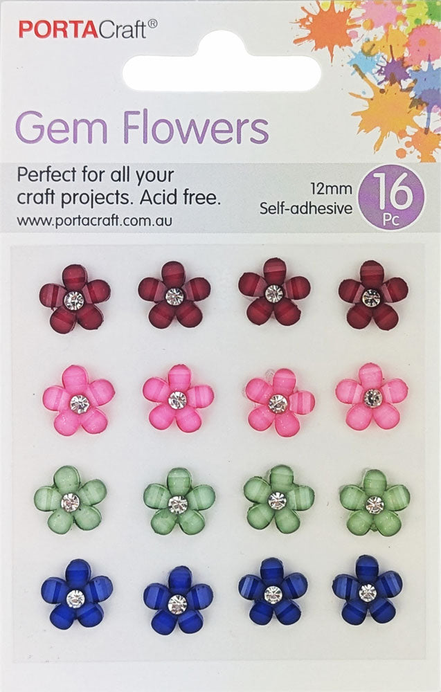 Gem Flowers 12mm 16pk - Bright