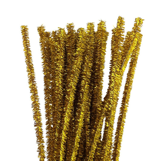Chenille Stems Tinsel 6mm 24pk - Gold
