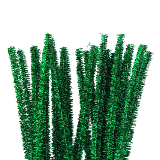 Chenille Stems Tinsel 6mm 24pk - Green