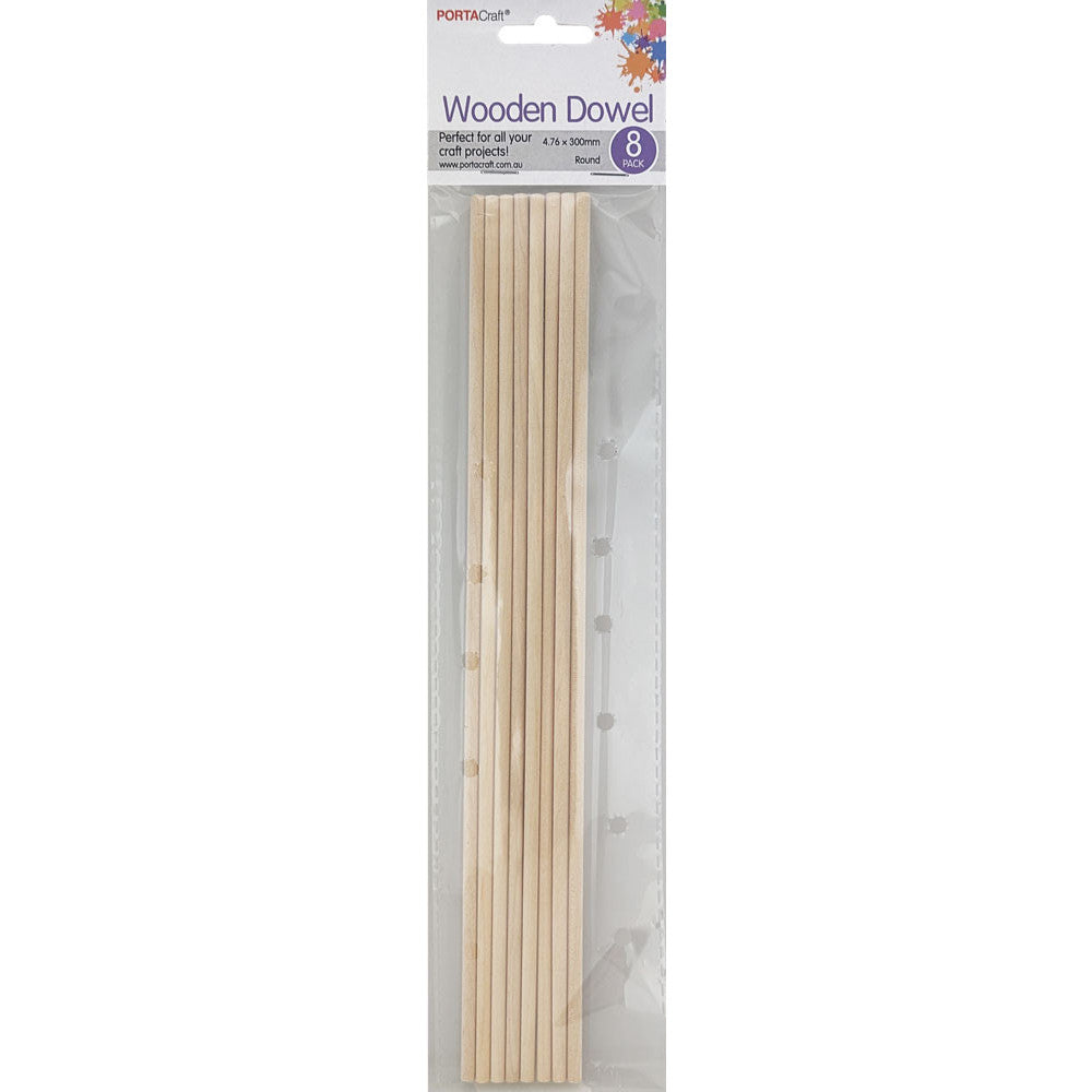 Wooden Craft Rod 4.76mm x 300mm 8pk
