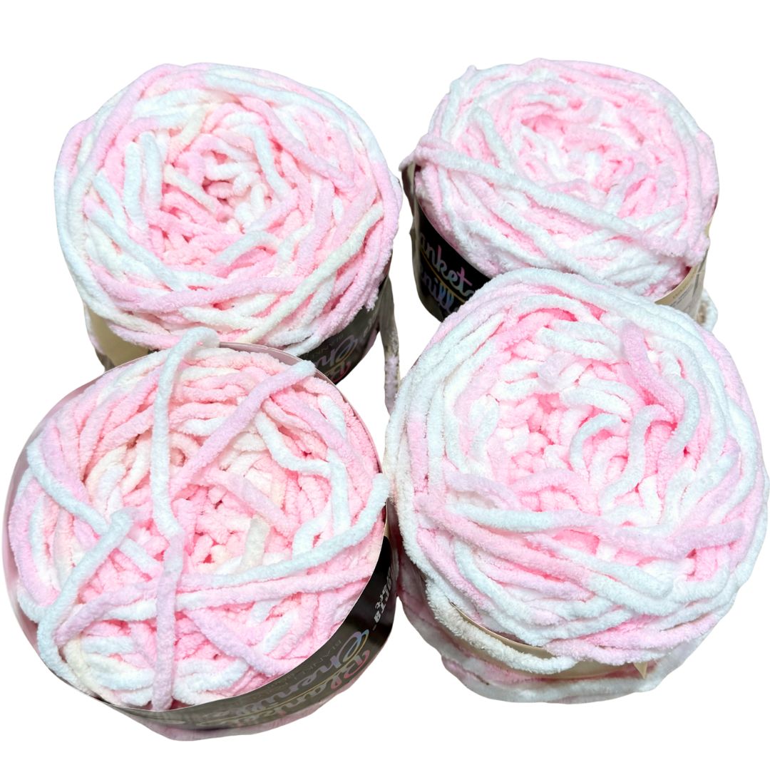 DUSTY Chenille Blanket Yarn 100g Marshmellow 4pk Bundle