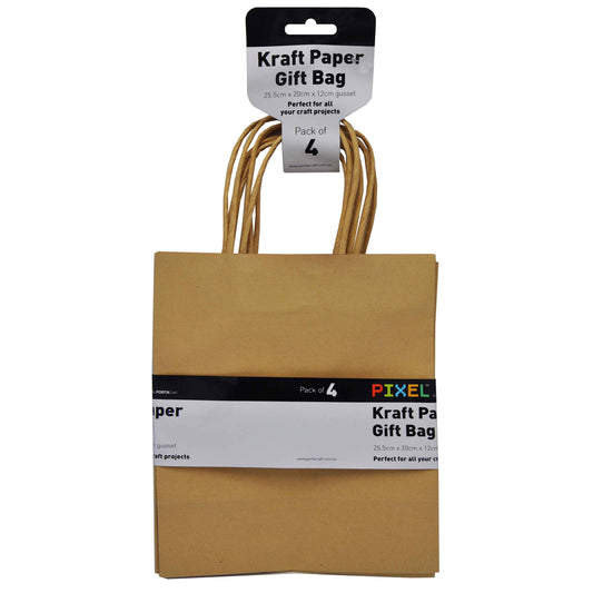 Kraft Paper Bag 255x200x120mm 4pk