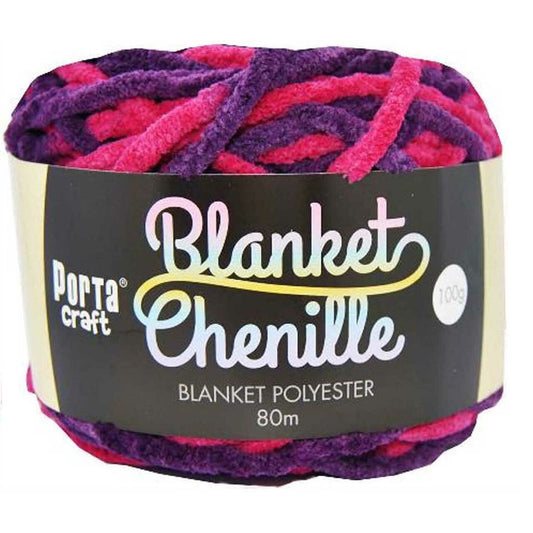 Chenille Blanket Yarn 100g 80m 12ply - Magenta