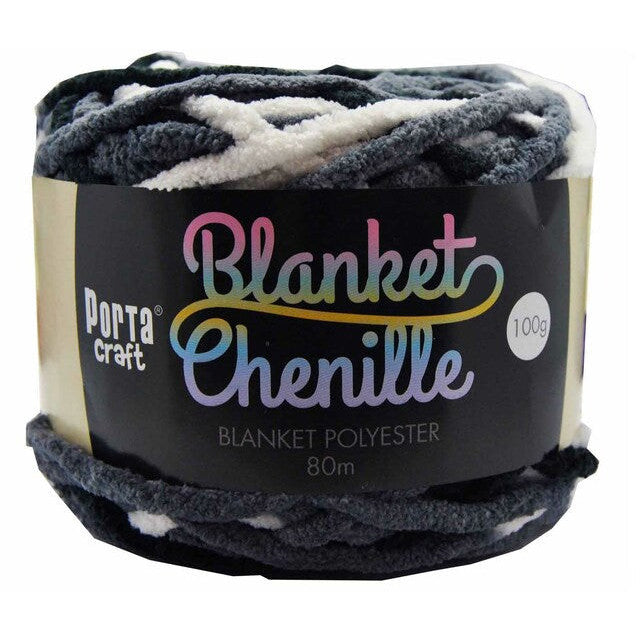 Chenille Blanket Yarn 100g 80m 12ply - Silver Camo