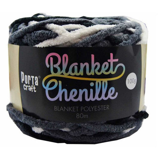 Chenille Blanket Yarn 100g 80m 12ply - Silver Camo