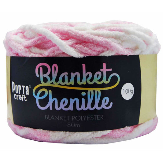 Chenille Blanket Yarn 100g 80m 12ply -  Marshmallow