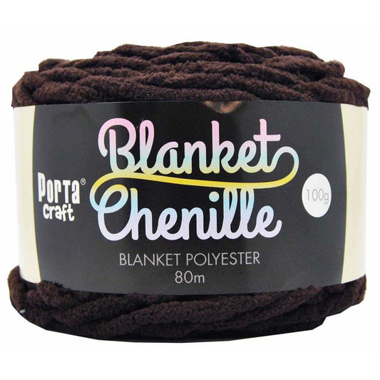 Chenille Blanket Yarn 100g 80m 12ply - Chocolate