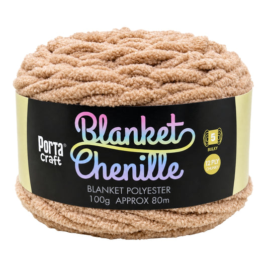 Chenille Blanket Yarn 100g 80m 12ply - Latte