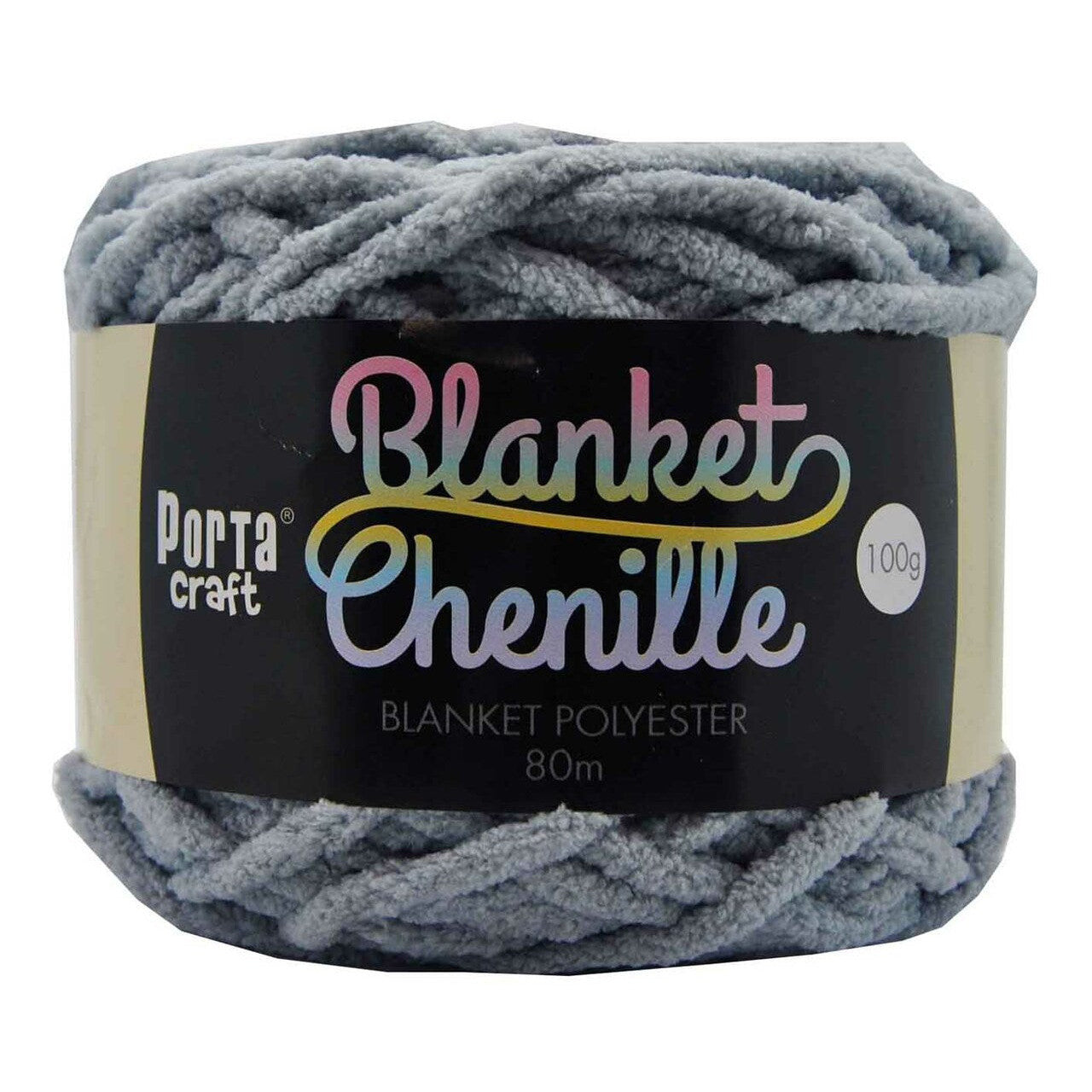 Chenille Blanket Yarn 100g 80m 12ply -  Grey