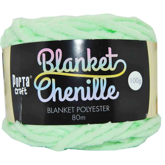 Chenille Blanket Yarn 100g 80m 12ply -  Mint