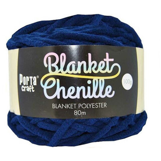 Chenille Blanket Yarn 100g 80m 12ply -  Dark Blue