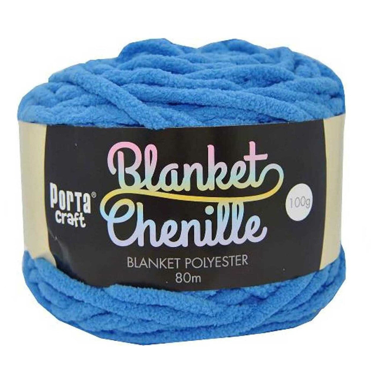 Chenille Blanket Yarn 100g 80m 12ply -  Bright Blue