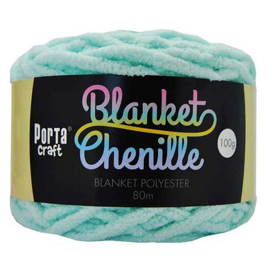 Chenille Blanket Yarn 100g 80m 12ply - Baby Blue
