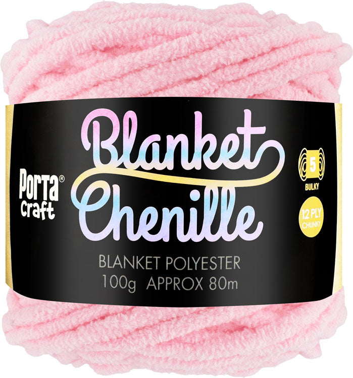 A ball of Light Pink Porta Craft blanket chenille yarn