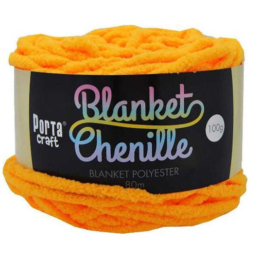 Chenille Blanket Yarn 100g 80m 12ply - Orange