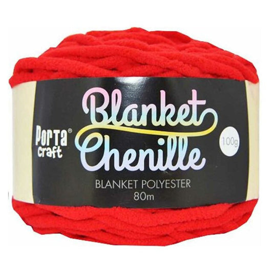 Chenille Blanket Yarn 100g 80m 12ply - Red