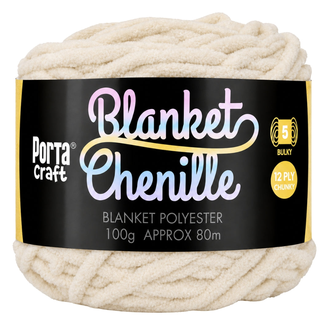 Chenille Blanket Yarn 100g 80m 12ply - Ivory