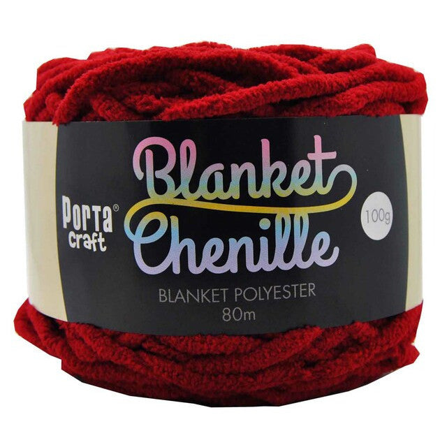 Chenille Blanket Yarn 100g 80m 12ply - Crimson