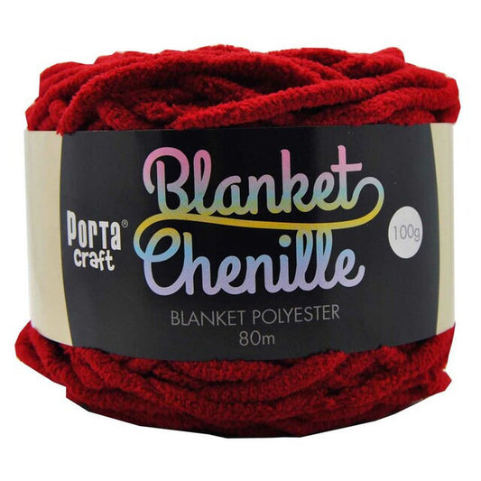 Chenille Blanket Yarn 100g 80m 12ply - Crimson