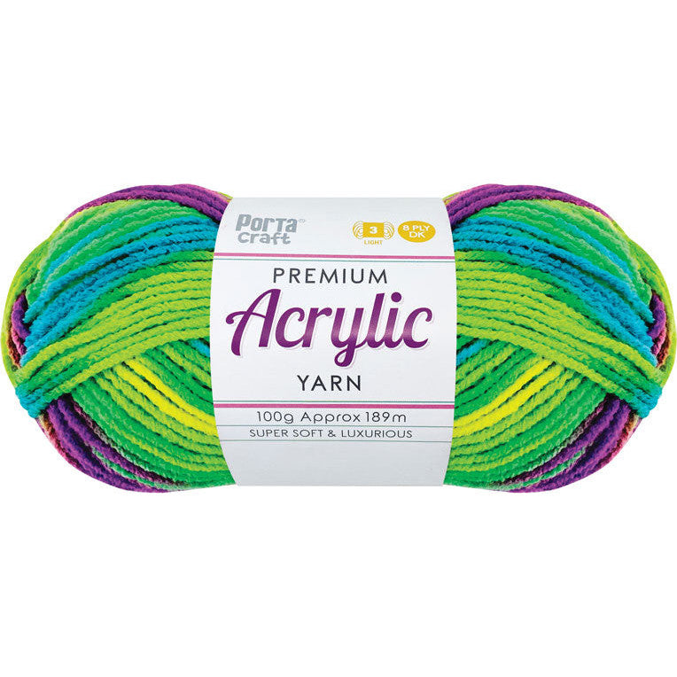 8ply Knitting Yarn 100g  - Variegated Rainbow Green