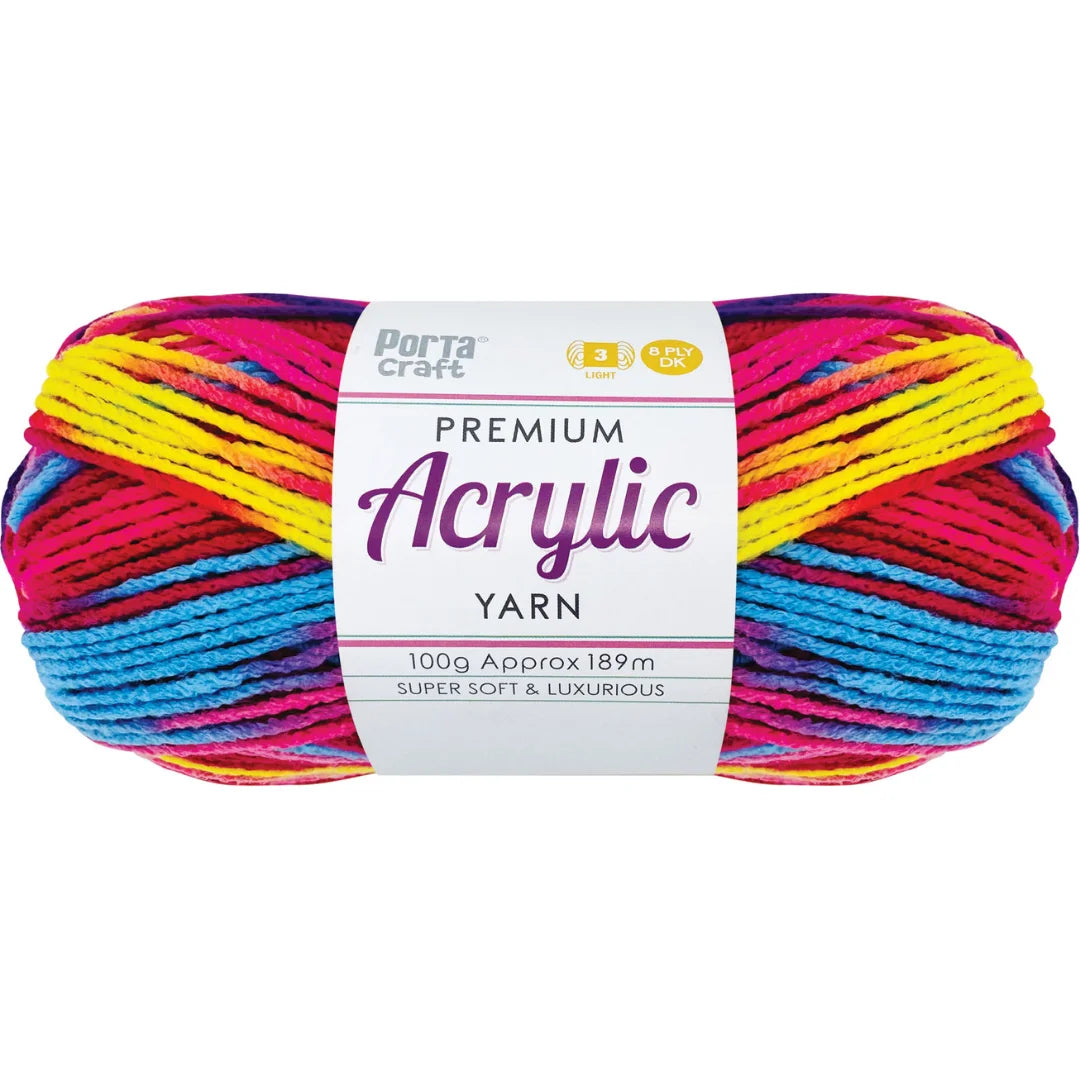 Acrylic Yarn 100g 189m 8ply - Variegated Tutti Frutti