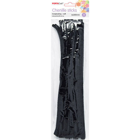 Chenille Stems 6mm 50pk - Black