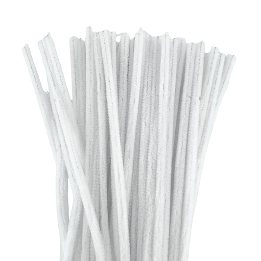 White Chenille Sticks Pack of 50 at Discount Craft Australia