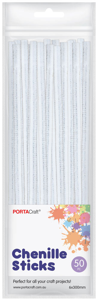 Chenille Stems 6mm 50pk - White