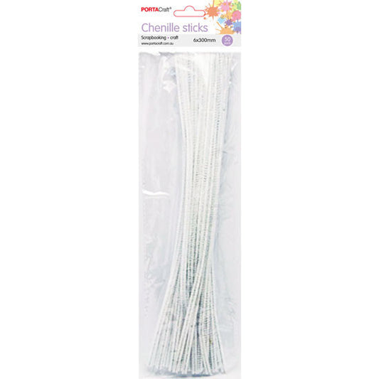 Chenille Stems 6mm 50pk - White