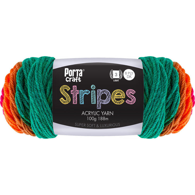 Stripes Acrylic Yarn 100g 188m 8ply - Preppy