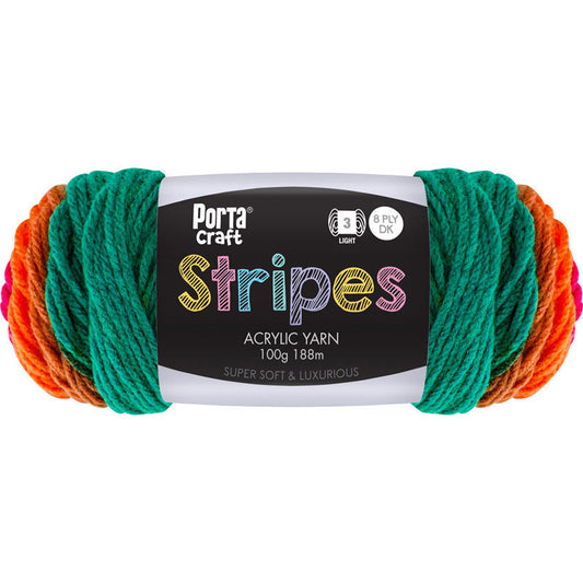 Stripes Acrylic Yarn 100g 188m 8ply - Preppy