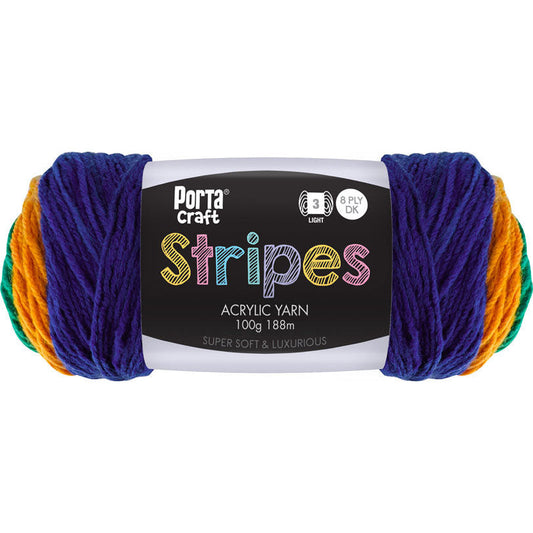 Stripes Acrylic Yarn 100g 188m 8ply - Favourite