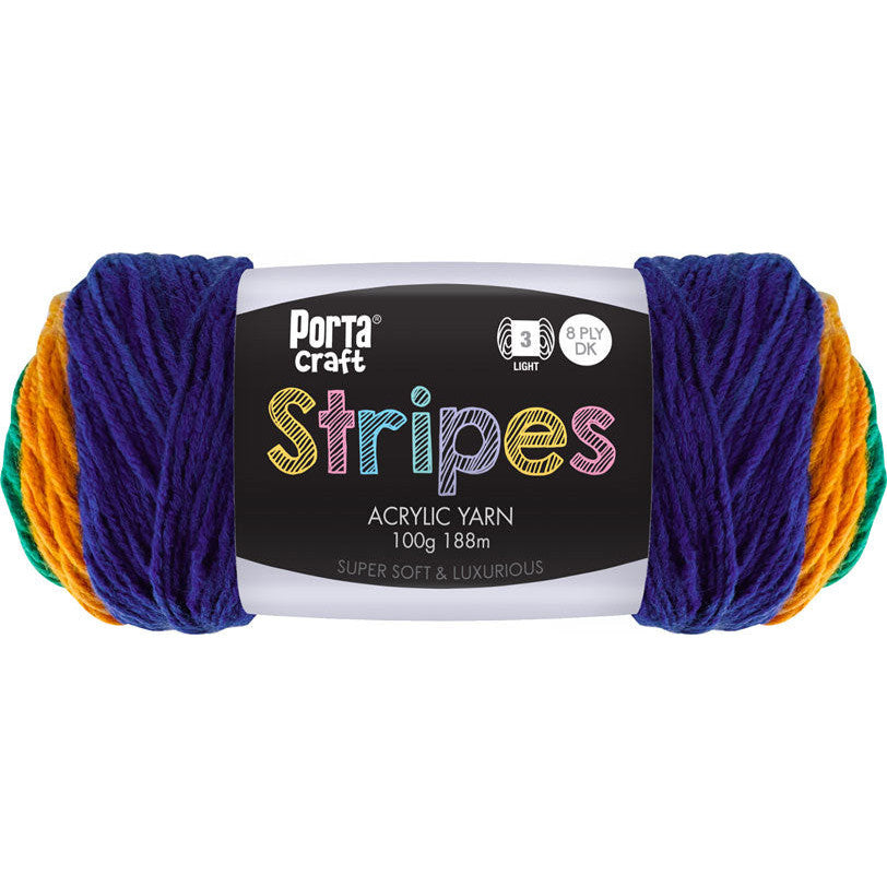 Stripes Acrylic Yarn 100g 188m 8ply - Favourite