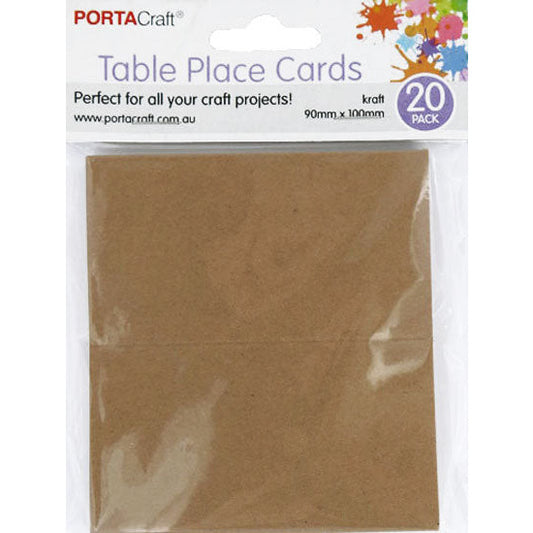 Table Place Cards 90x100mm 20pk Kraft