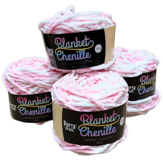 DUSTY Chenille Blanket Yarn 100g Marshmellow 4pk Bundle