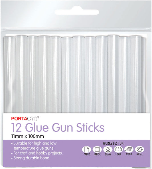 Glue Gun Sticks 11mm x 100mm 12pk - Clear