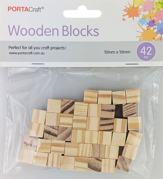 Wooden Cubes 10x10mm 42pk - Natural